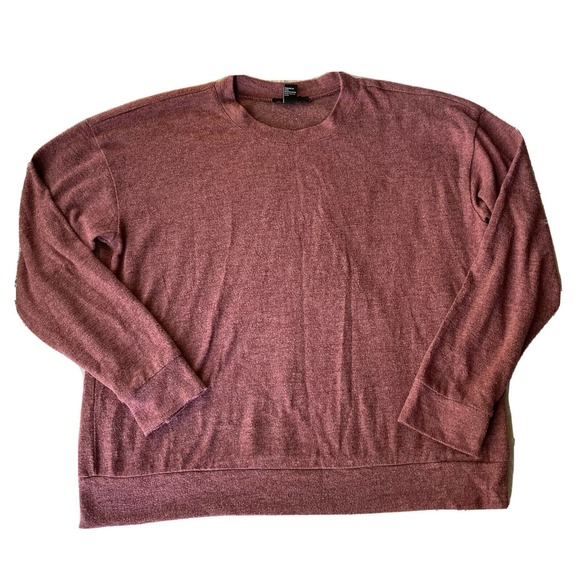 Forever 21 Sweater Womens Sz Large Red Knit Long Sleeve Top Classic Crew Neck - Picture 1 of 8